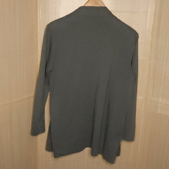 Xersion Sage Green Open Athletic Athleisure Tunic Length Knit Cardigan XL - Picture 2 of 4